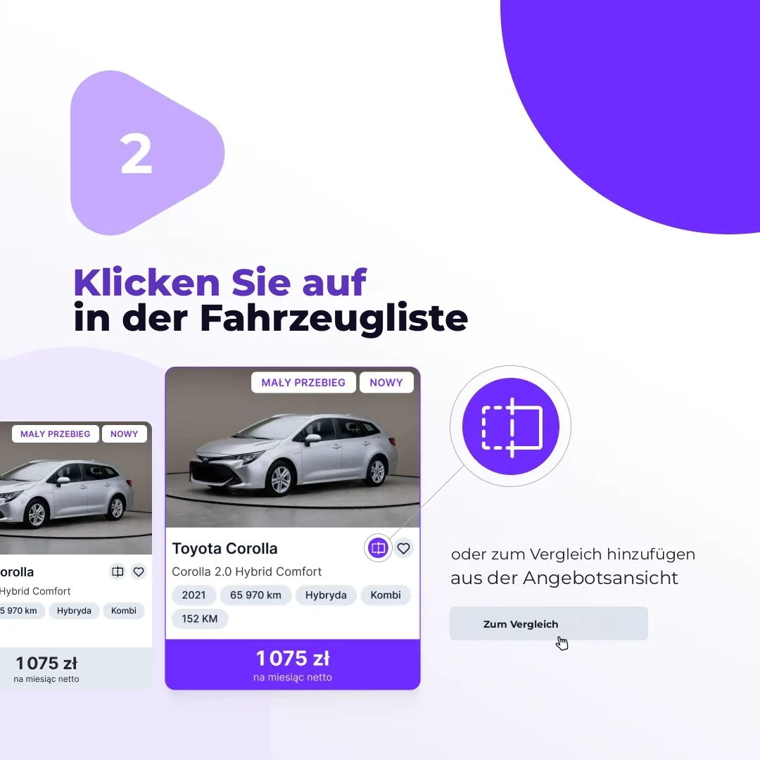 Aus der Liste zum Vergleich hinzufügen