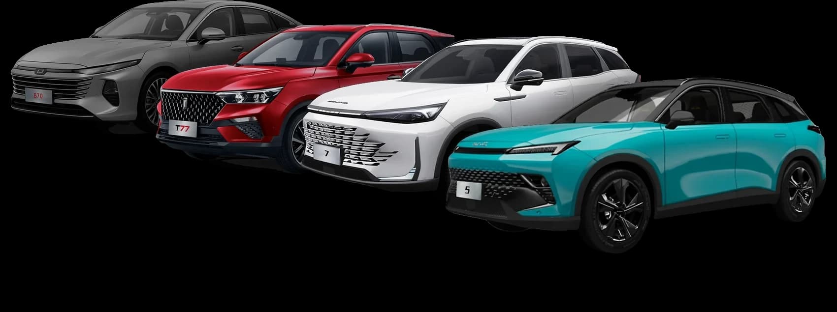 Bestune B70, Bestune T77, BAIC Beijing 7 i BAIC Beijing 5