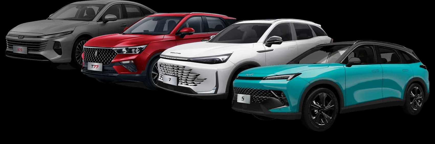 Bestune B70, Bestune T77, BAIC Beijing 7 i BAIC Beijing 5