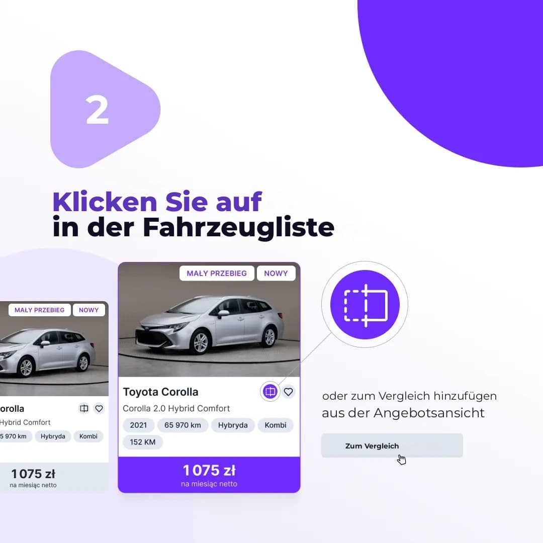 Aus der Liste zum Vergleich hinzufügen