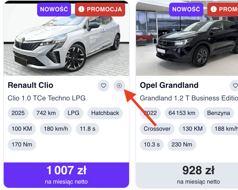 Dodaj do porównywarki z listy